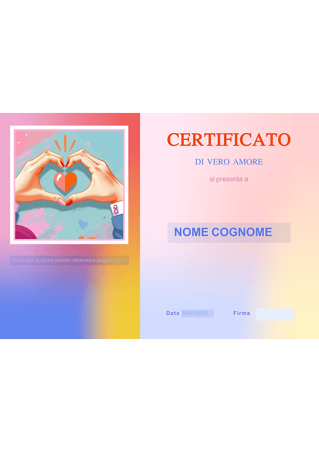 Certificato di vero amore (arcobaleno)