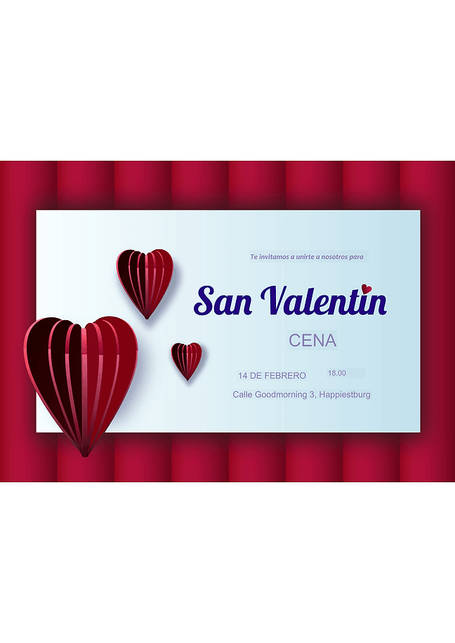Invitación para la cena de San Valentín