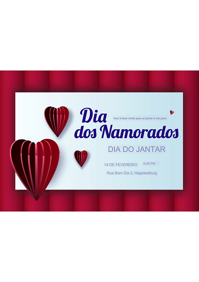 Convite para jantar no Dia dos Namorados
