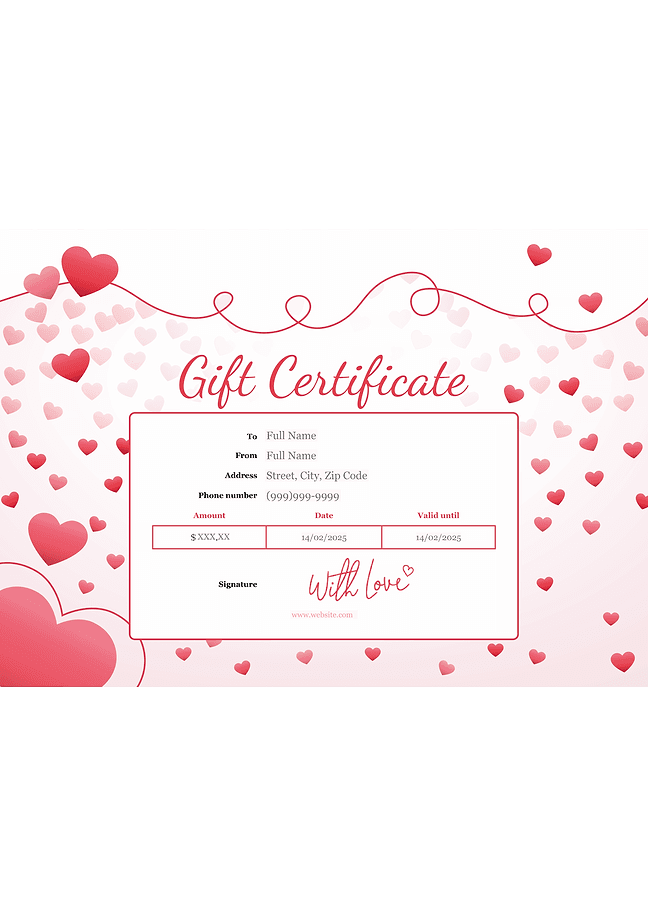 Valentine's Day gift certificate