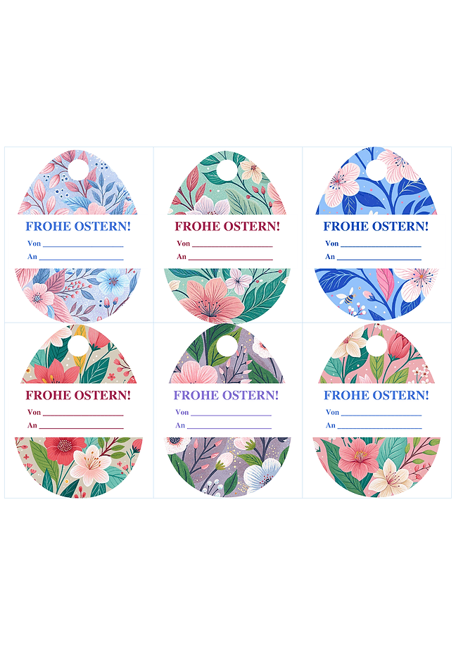 Geschenkanhänger für Ostern (floral)