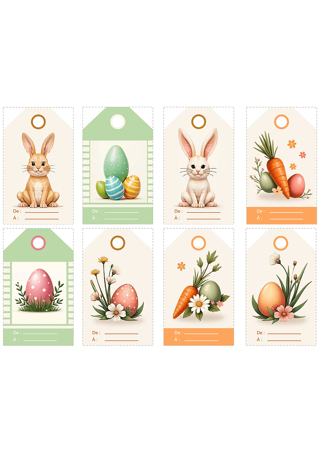Étiquettes cadeaux de Pâques (illustré)