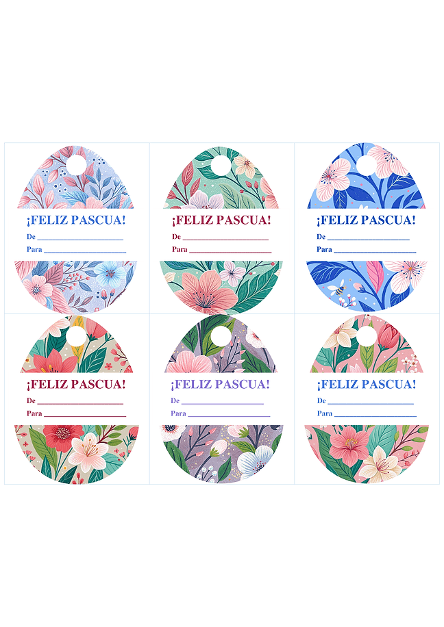 Etiquetas para regalos de Pascua (floral)