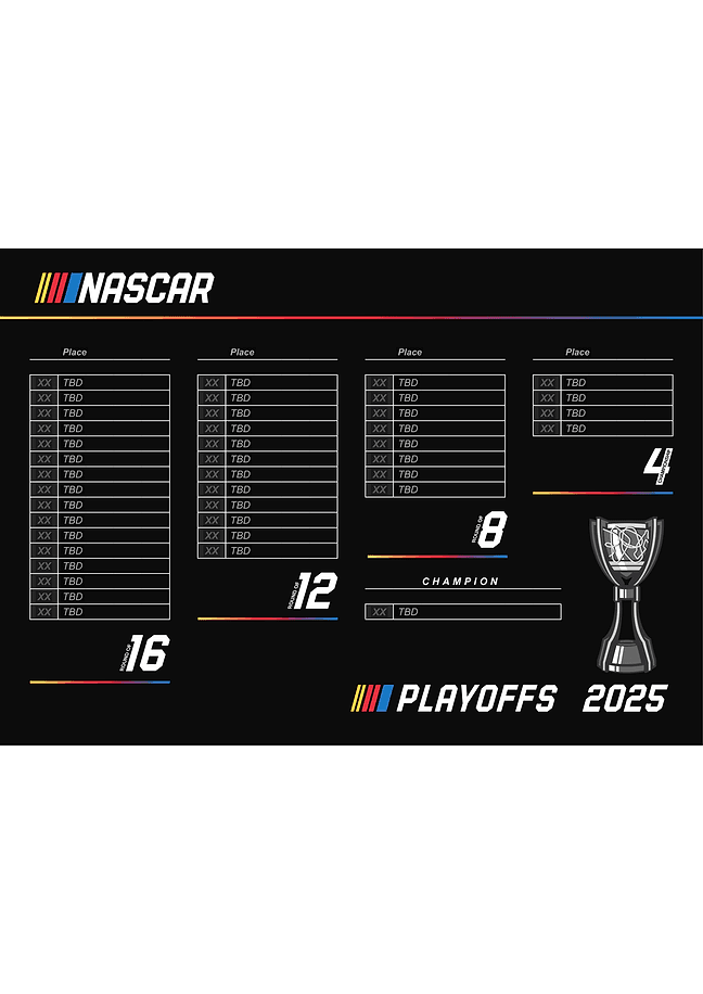 NASCAR cup series 2025 playoff bracket (dark)