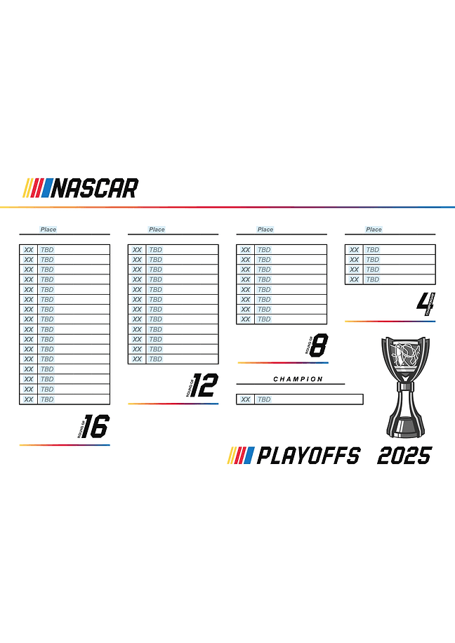 NASCAR cup series 2025 playoff bracket (white)