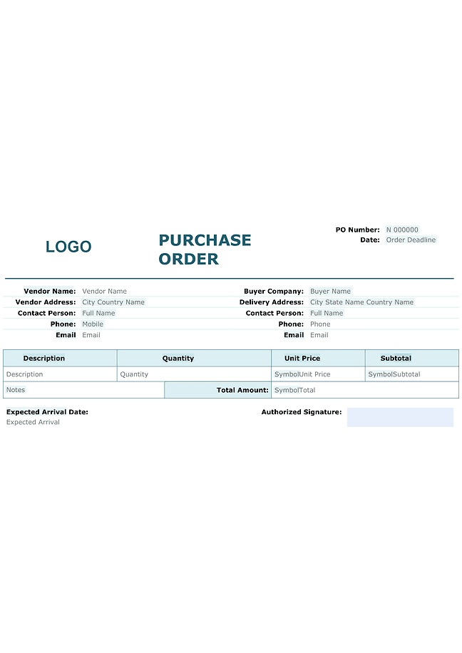 Basic purchase order for Odoo