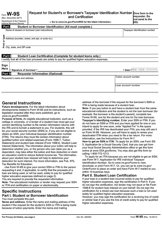 Form W-9S