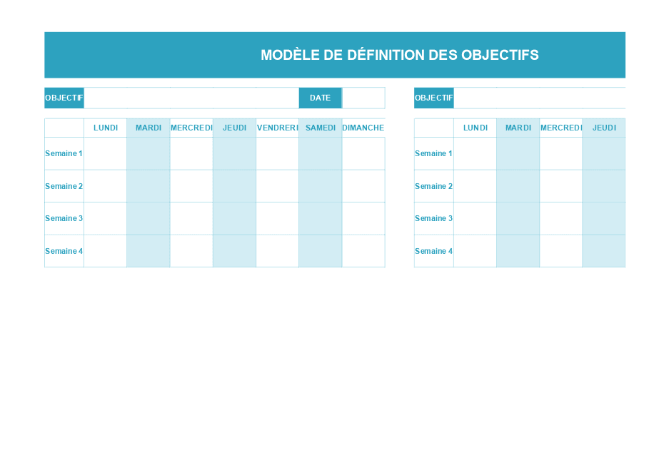 Feuille de définition des objectifs