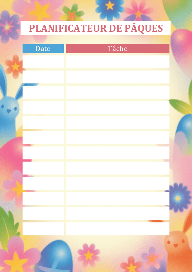 Planificateur de Pâques 1