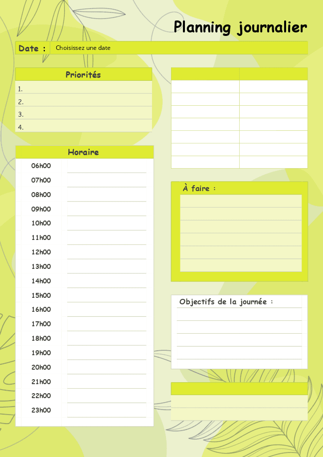 Planification journalier (citron)