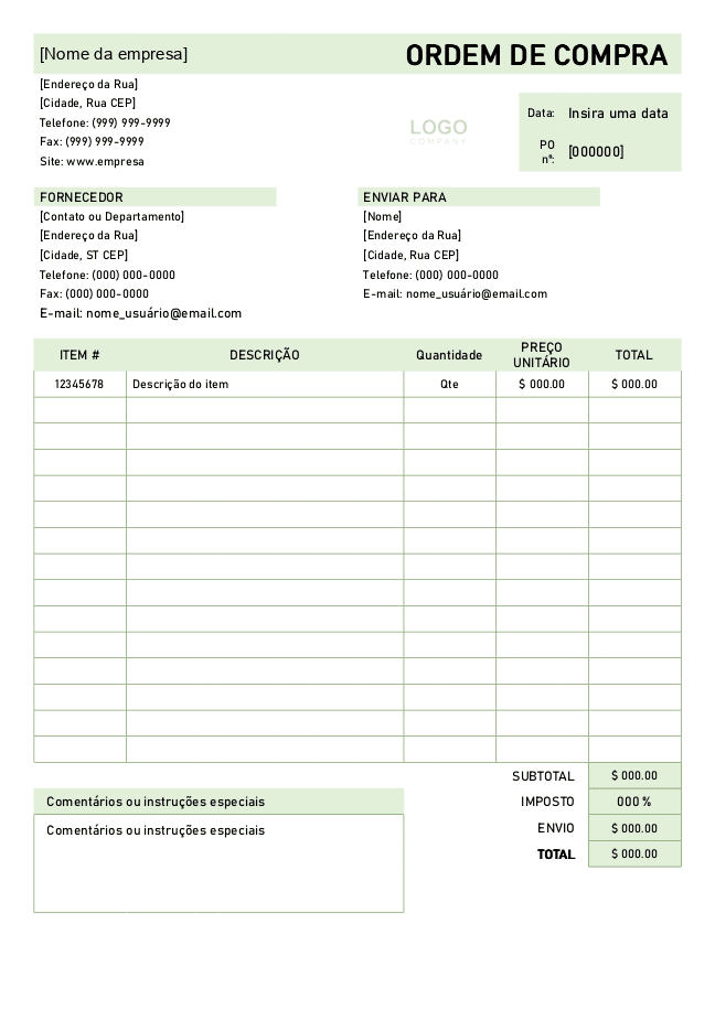 Ordem de compra (verde)