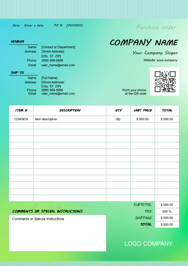 Purchase order (turquoise)