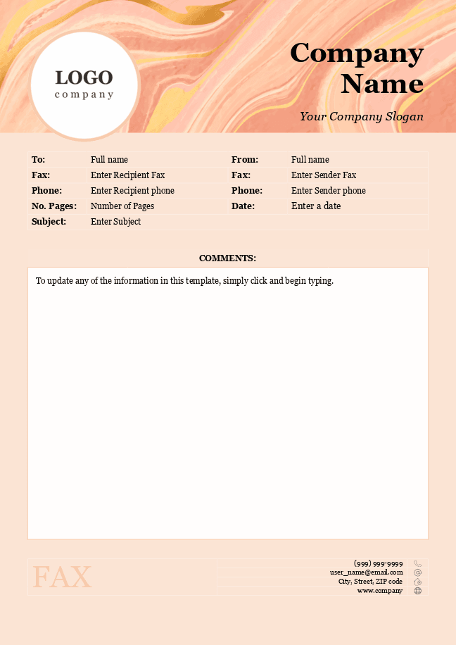 Fax cover sheet (coral)