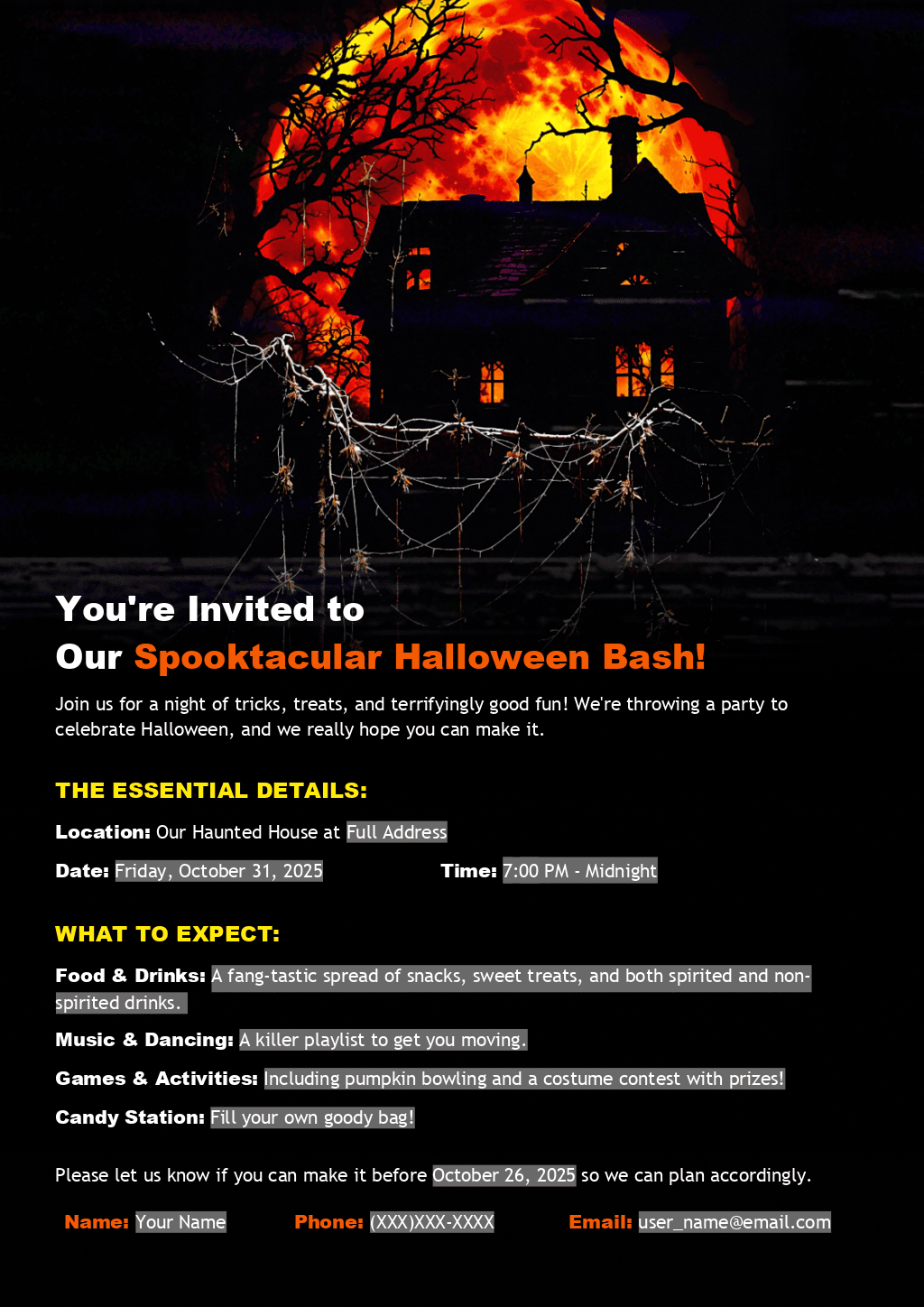Halloween party invitation template 4