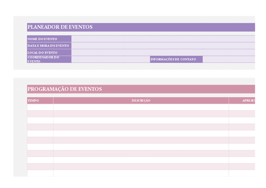 Planejador de eventos