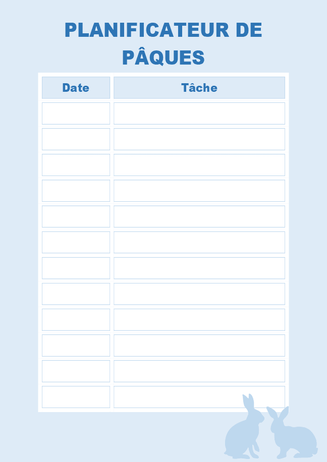 Planificateur de Pâques 2