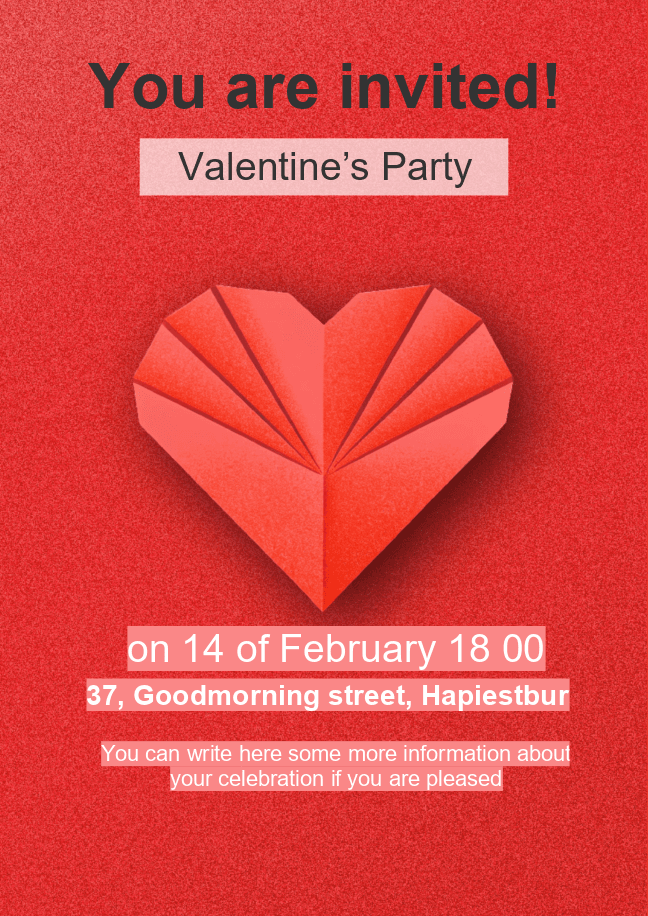 St. Valentine's party invitation template 1