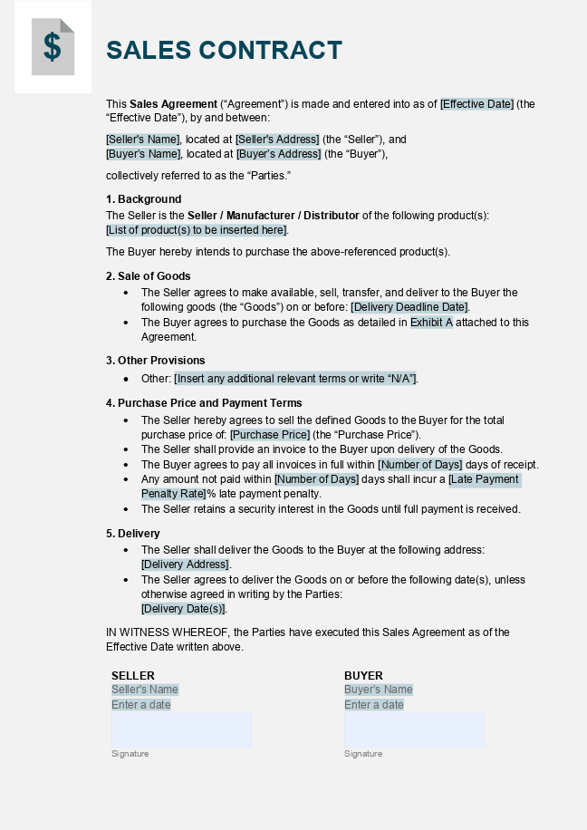Sales Contract template 3
