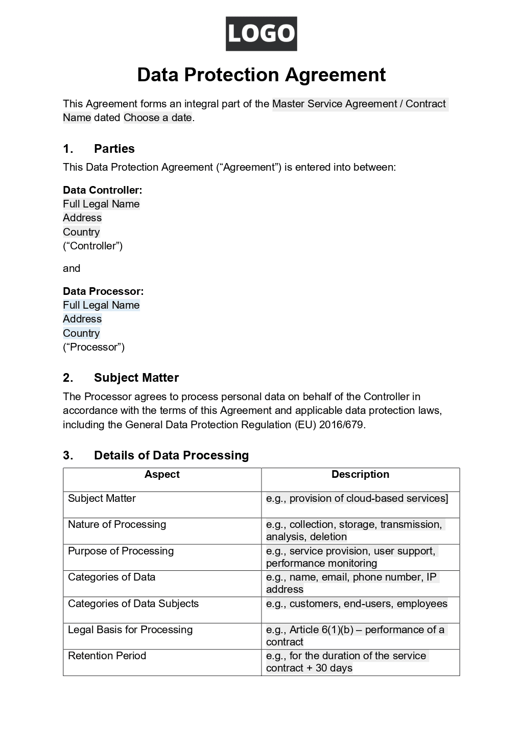 Data Protection Agreement