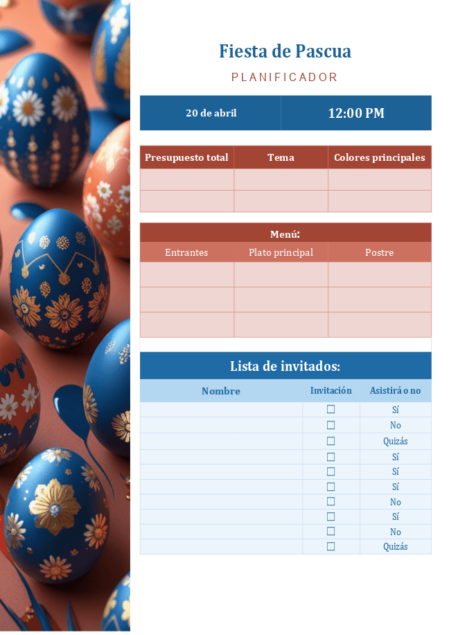 Planificador de fiestas de Pascua