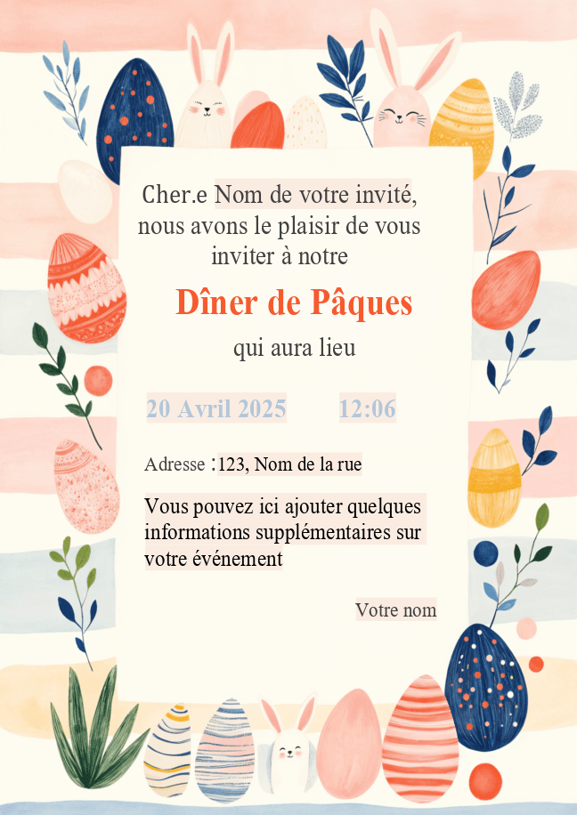 Invitation au dîner de Pâques