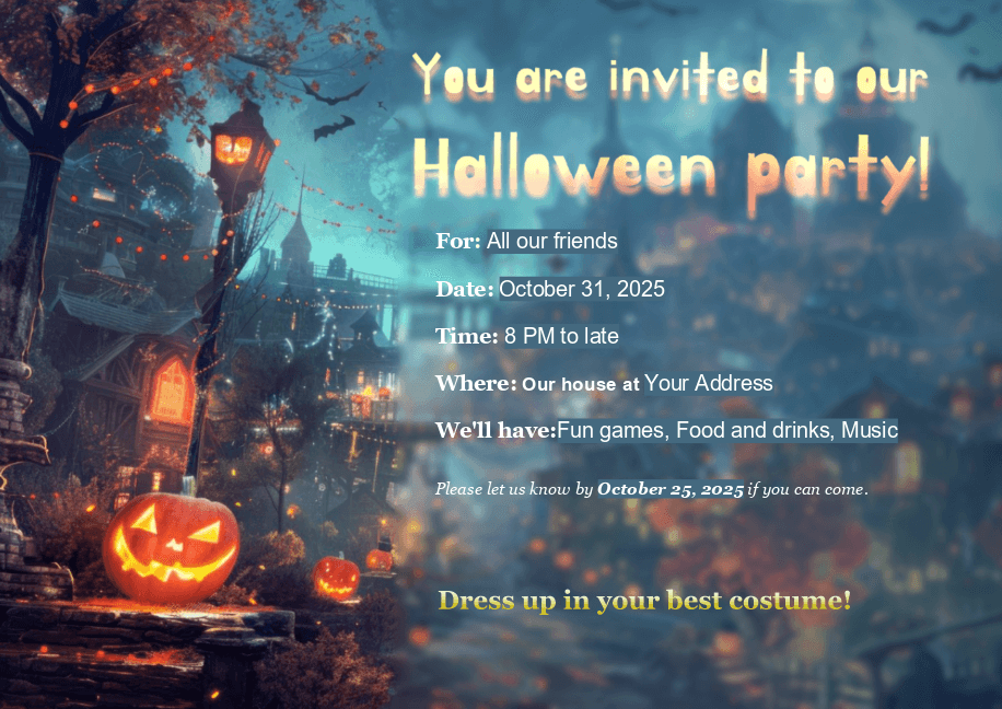 Halloween party invitation template 8