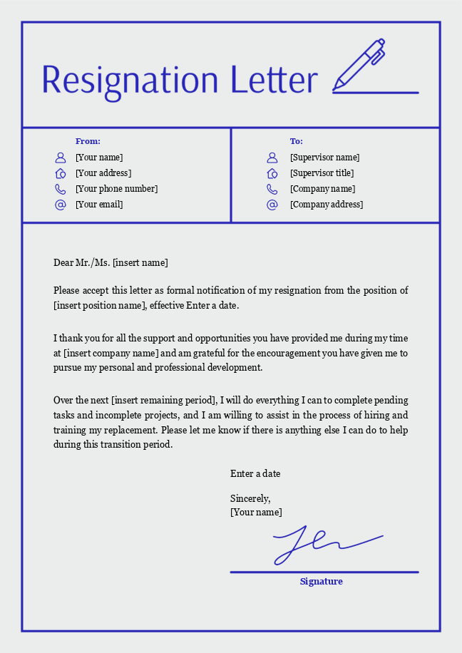 Resignation letter 6
