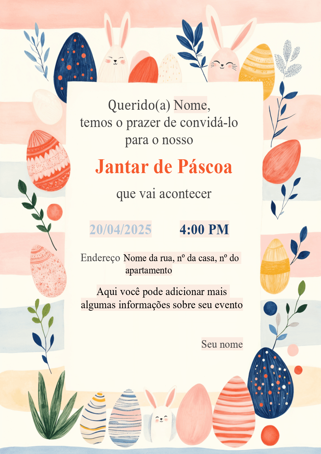 Convite para jantar de Páscoa