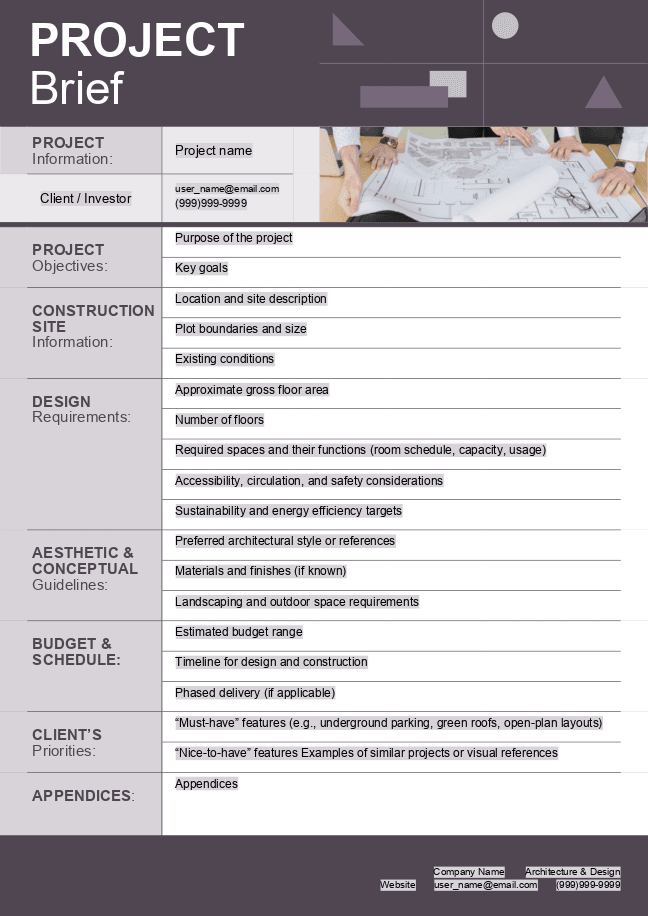 Project brief for architects