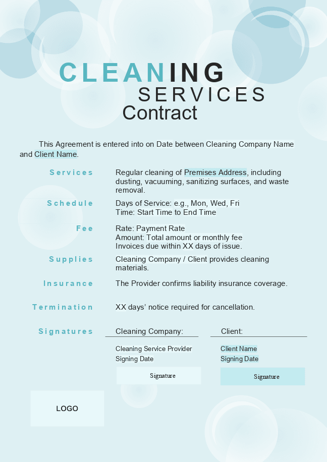 Cleaning Services Contract