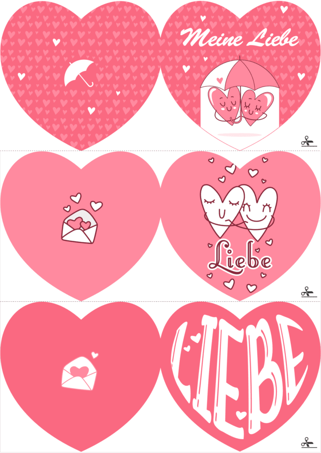 Vorlage für eine herzförmige Valentinstagskarte