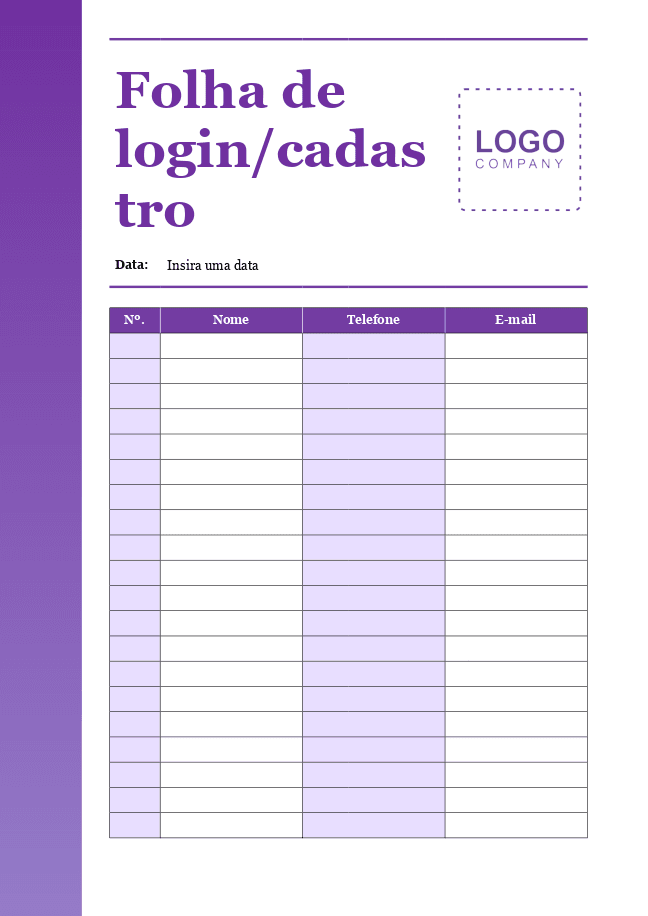 Lista de inscrições (roxa)