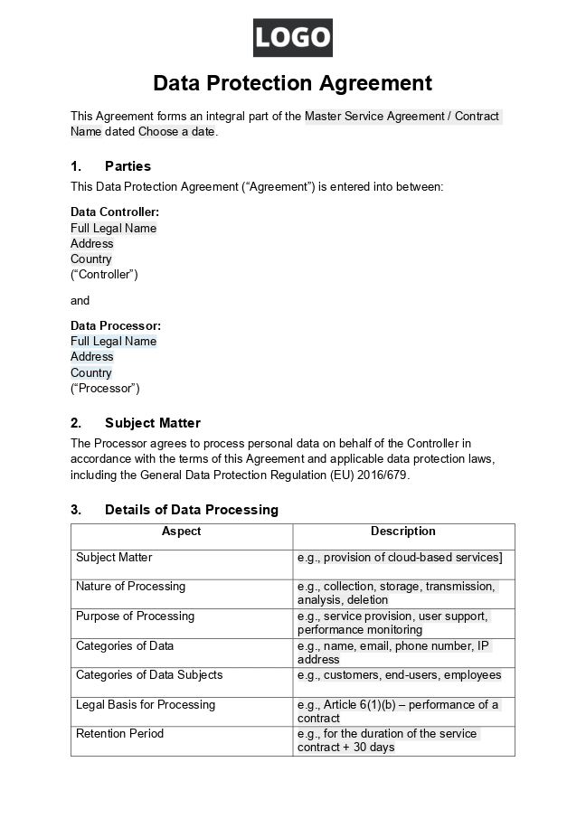 Data Protection Agreement