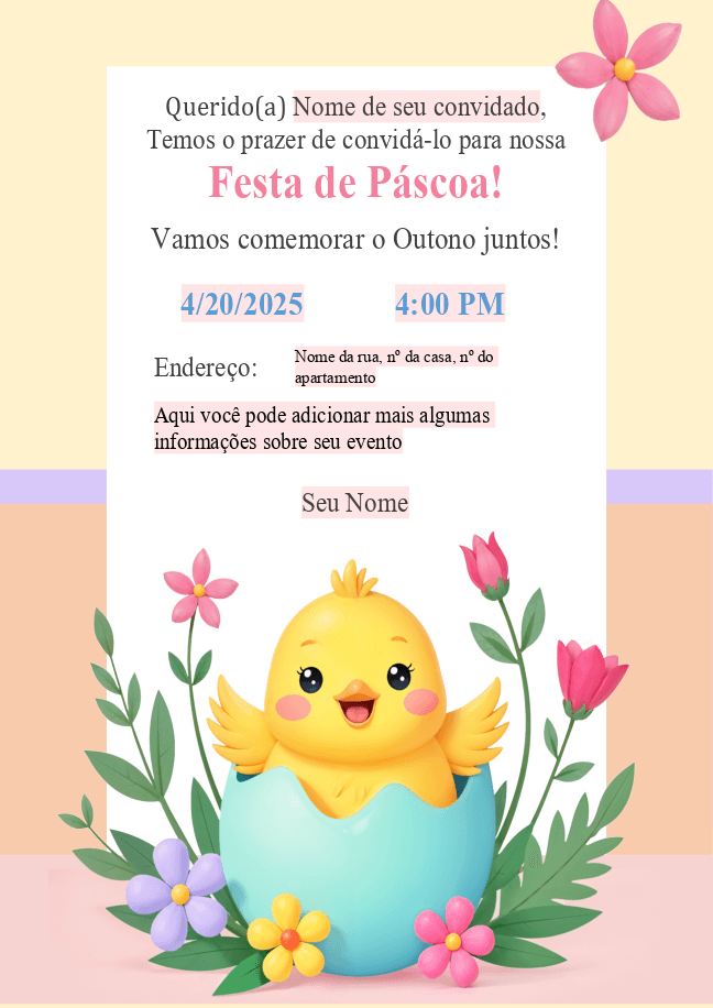 Convite para festa de Páscoa