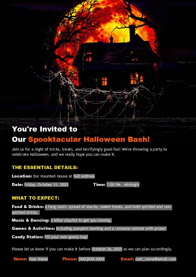 Halloween party invitation template 4
