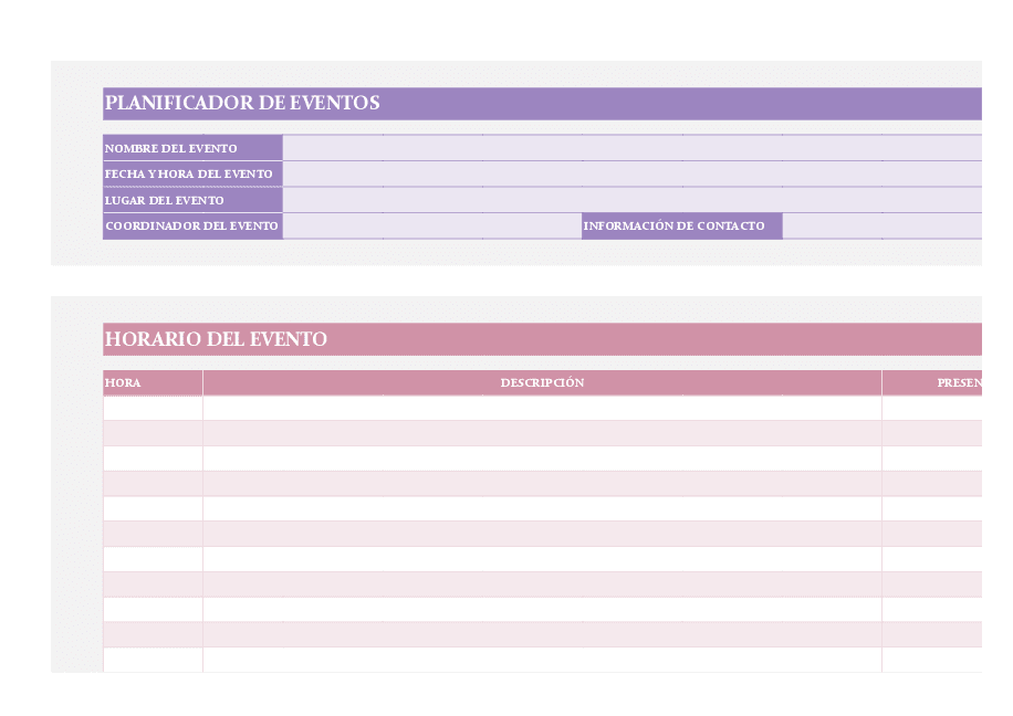 Planificador de eventos