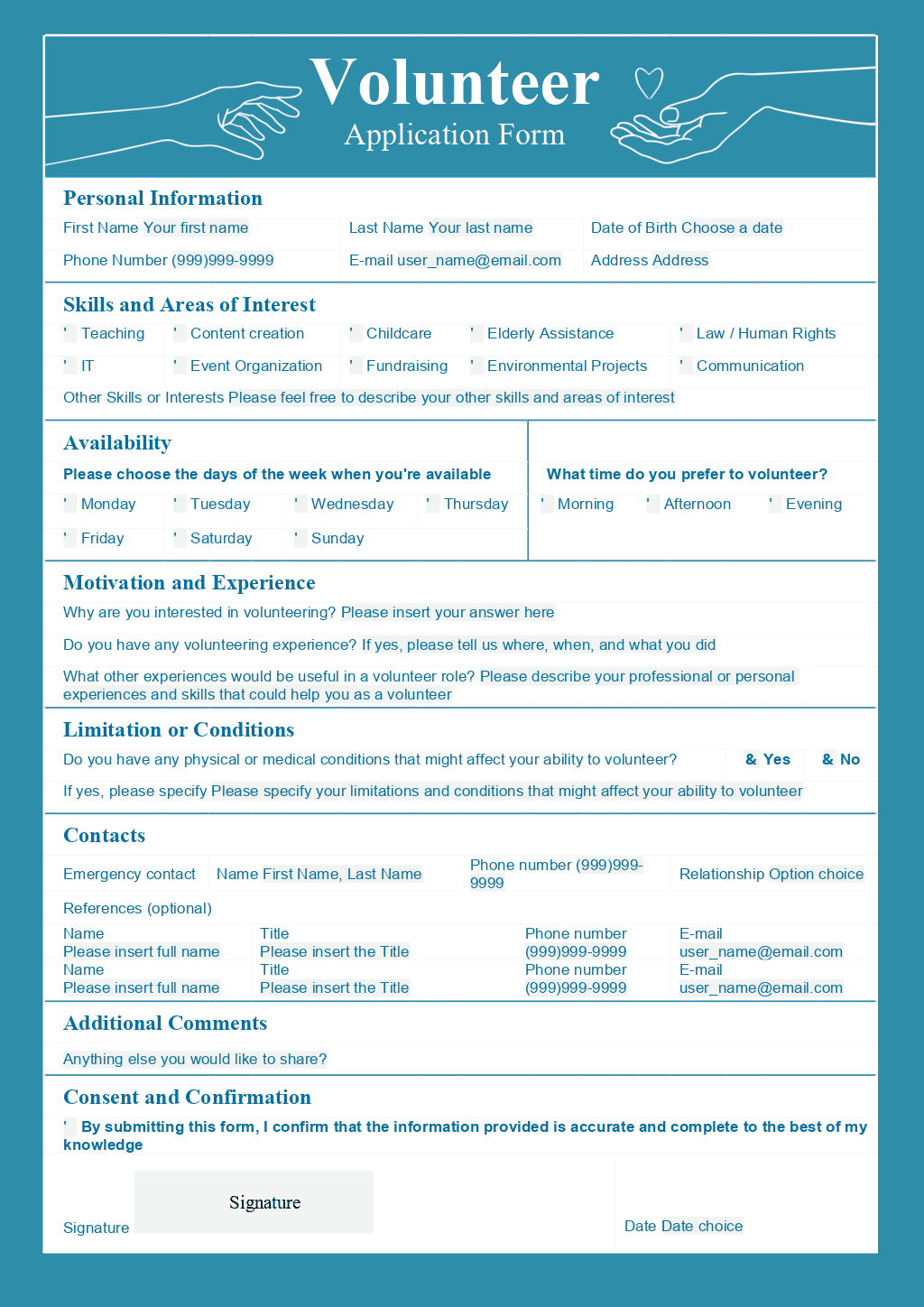 Volunteer Application Form 1