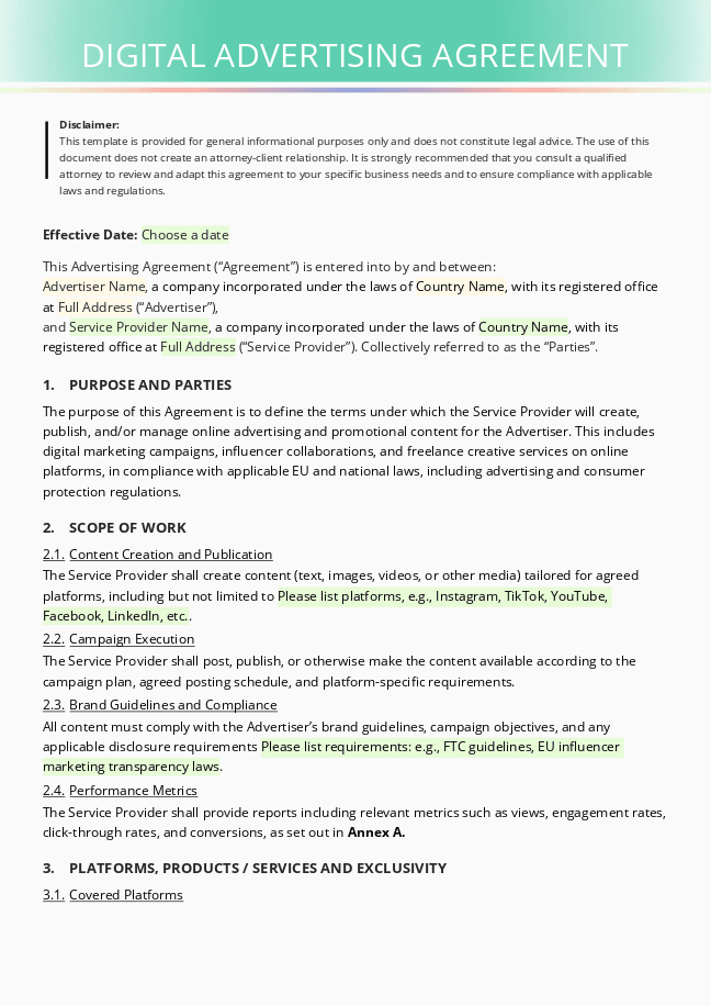 Digital Advertising Agreement