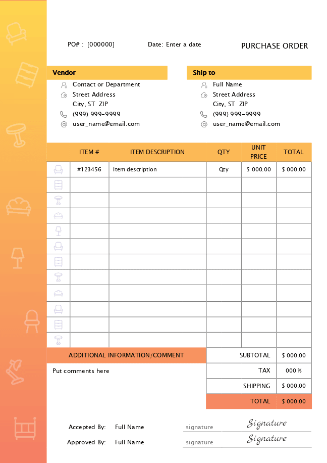 Purchase order (yellow)