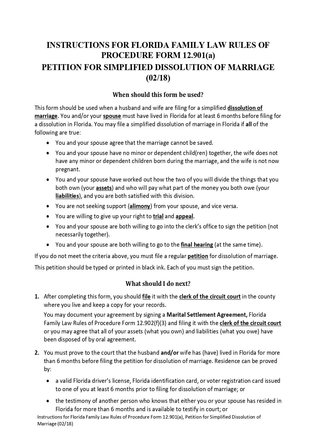Florida Divorce Petition Template ONLYOFFICE