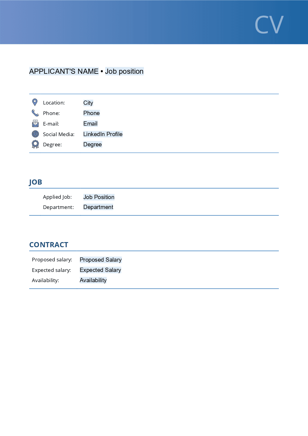 CV template for Odoo