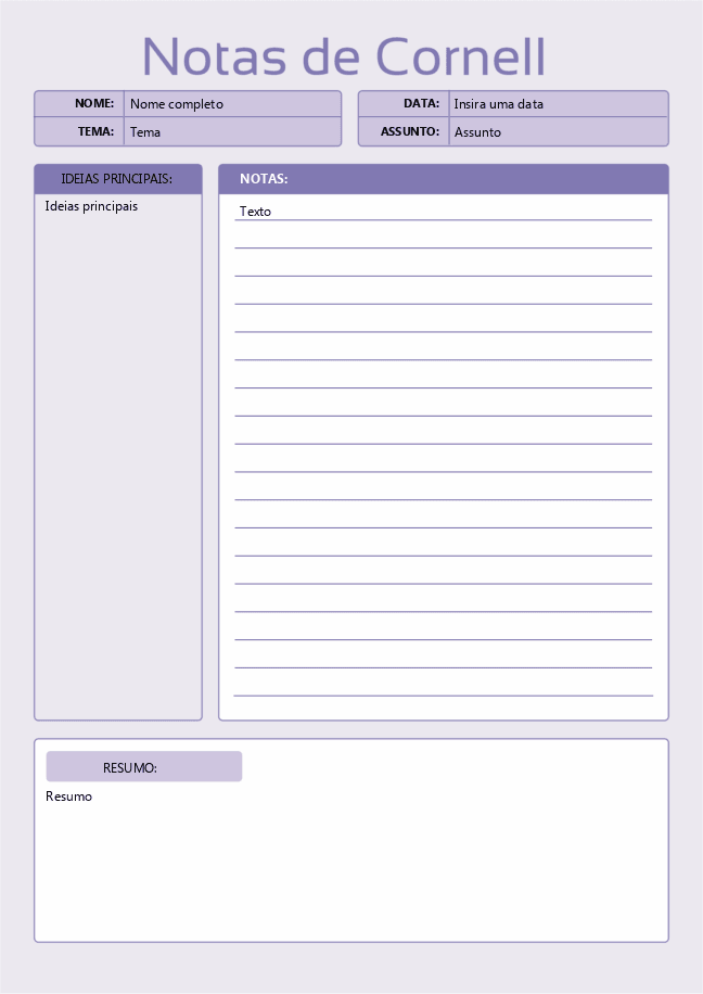 Notas de Cornell (roxo)