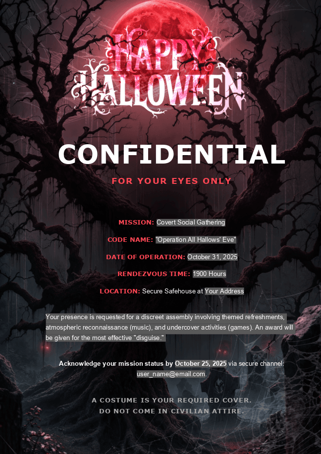 Halloween party invitation template 3