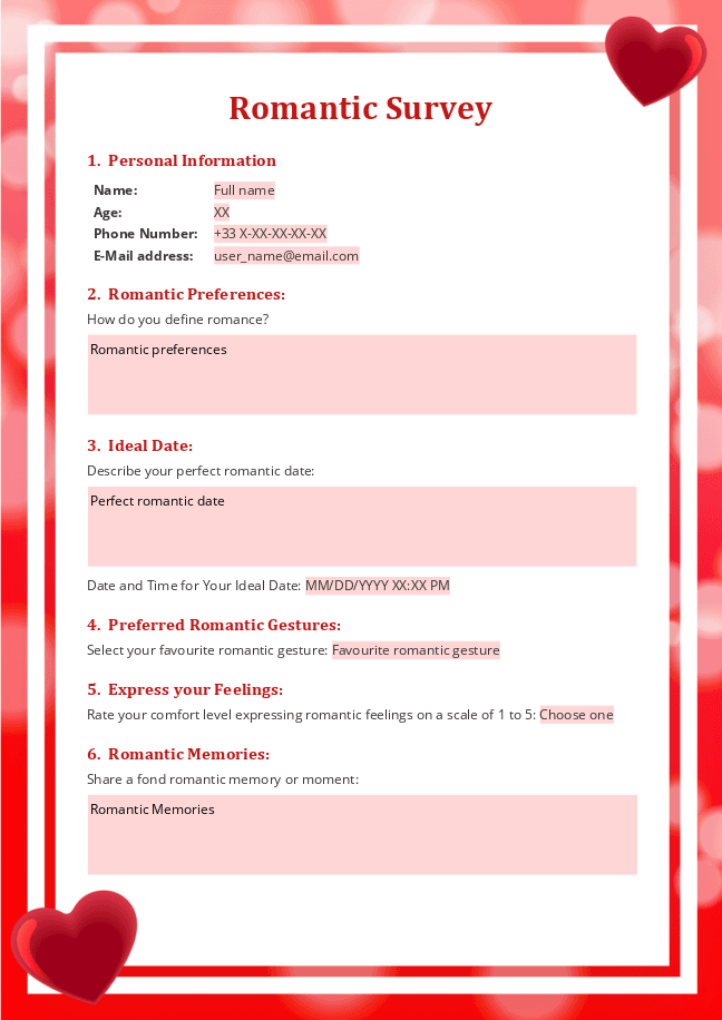 Valentine's Day romantic survey
