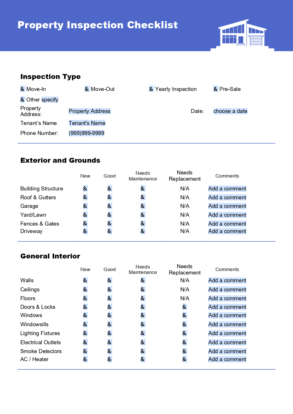 Property Inspection Checklist