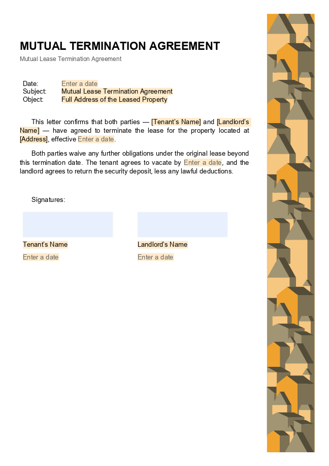Mutual lease termination agreement