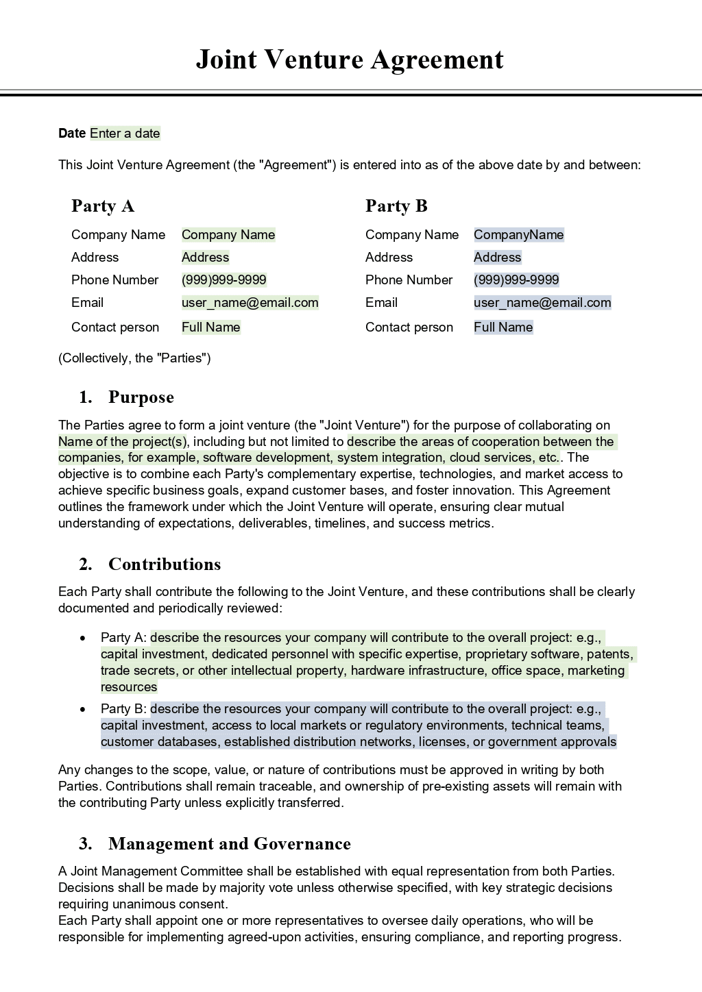 Joint Venture Agreement