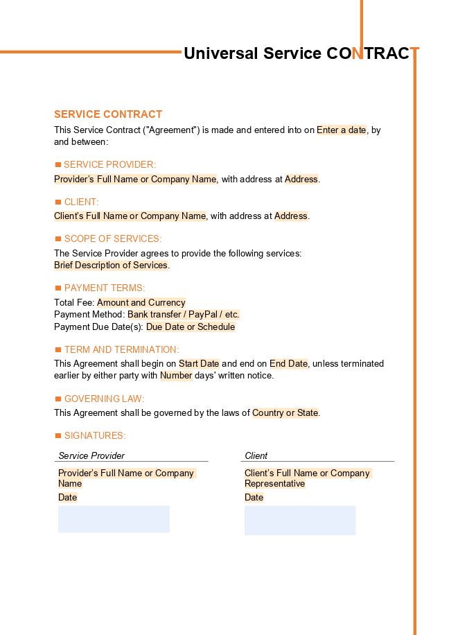 Universal Service Contract