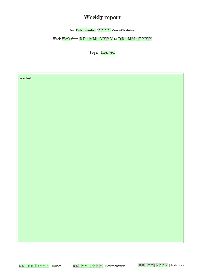 Weekly intership report form