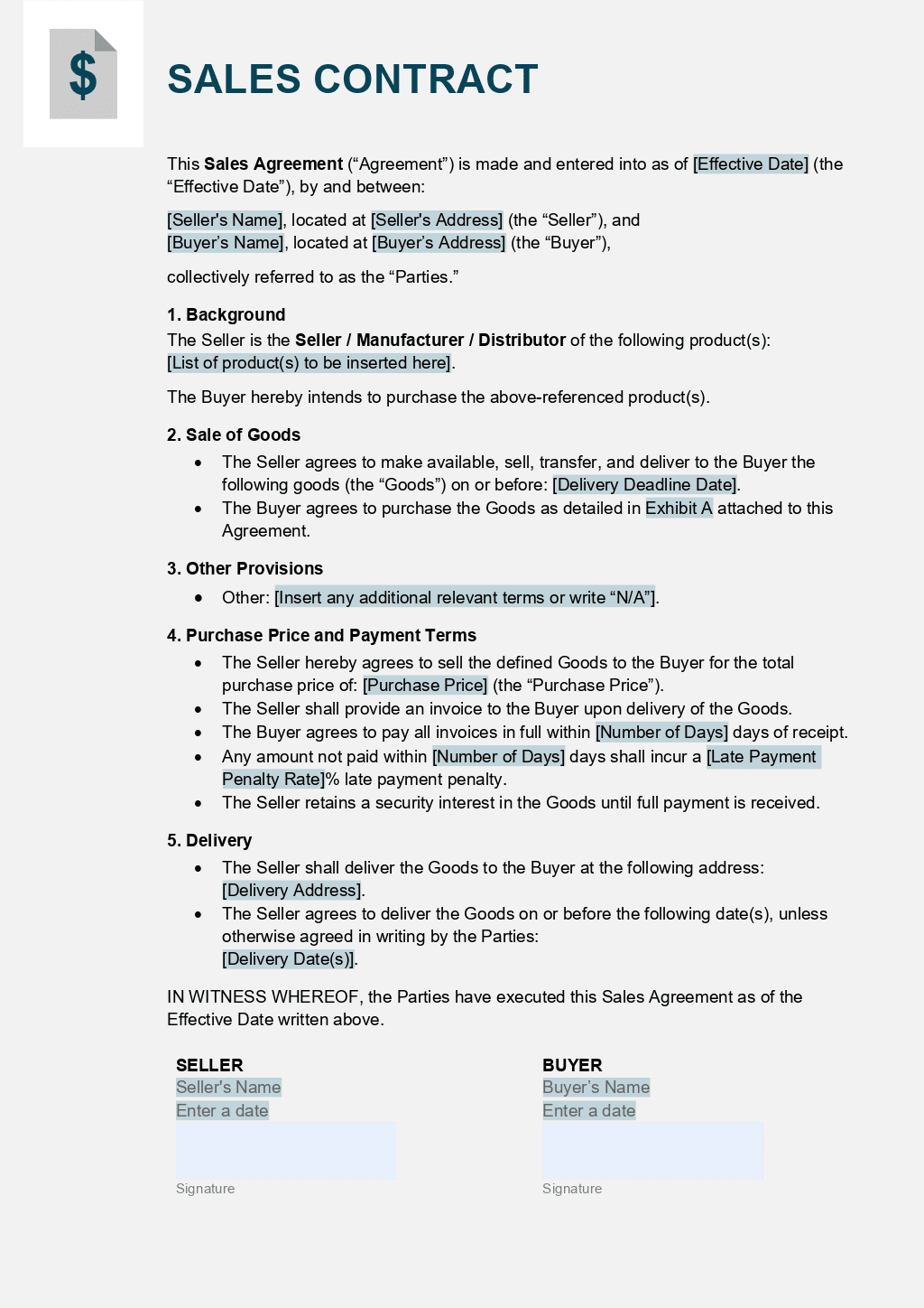 Sales Contract template 3